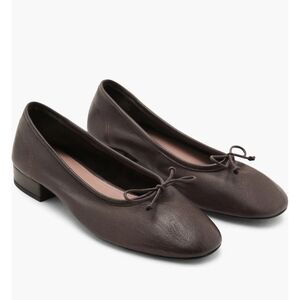 Mango Dark Brown Leather Flats